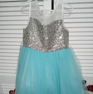 Girls turquoise sequin dress size 7